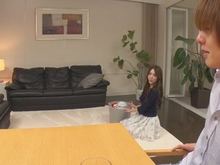 Rei Furuse shows her shaved pussy indistinct in the mini skirt without panty